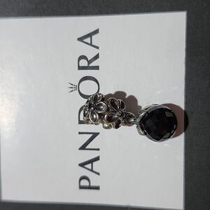 Pandora Sterling Silver Garden Odyssey Black Spinel Dangle Charm 790858spb